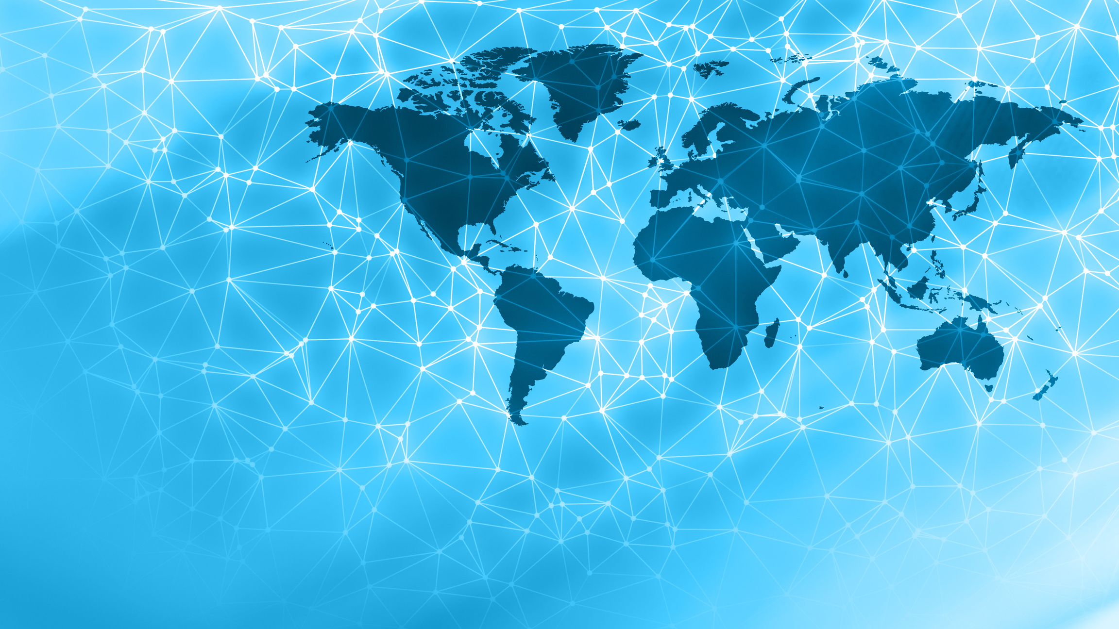 Modern world map, digital network communication